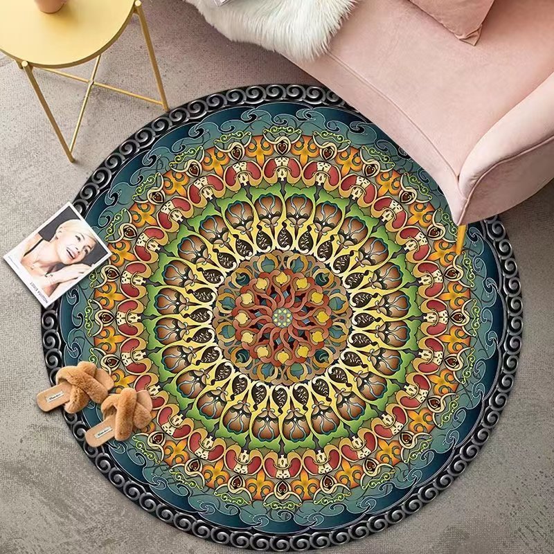 Cross-Border Amazon Crystal Velvet Carpet, Retro Round Carpet, Large Area Living Room Carpet, Direct Supply from the Manufacturer