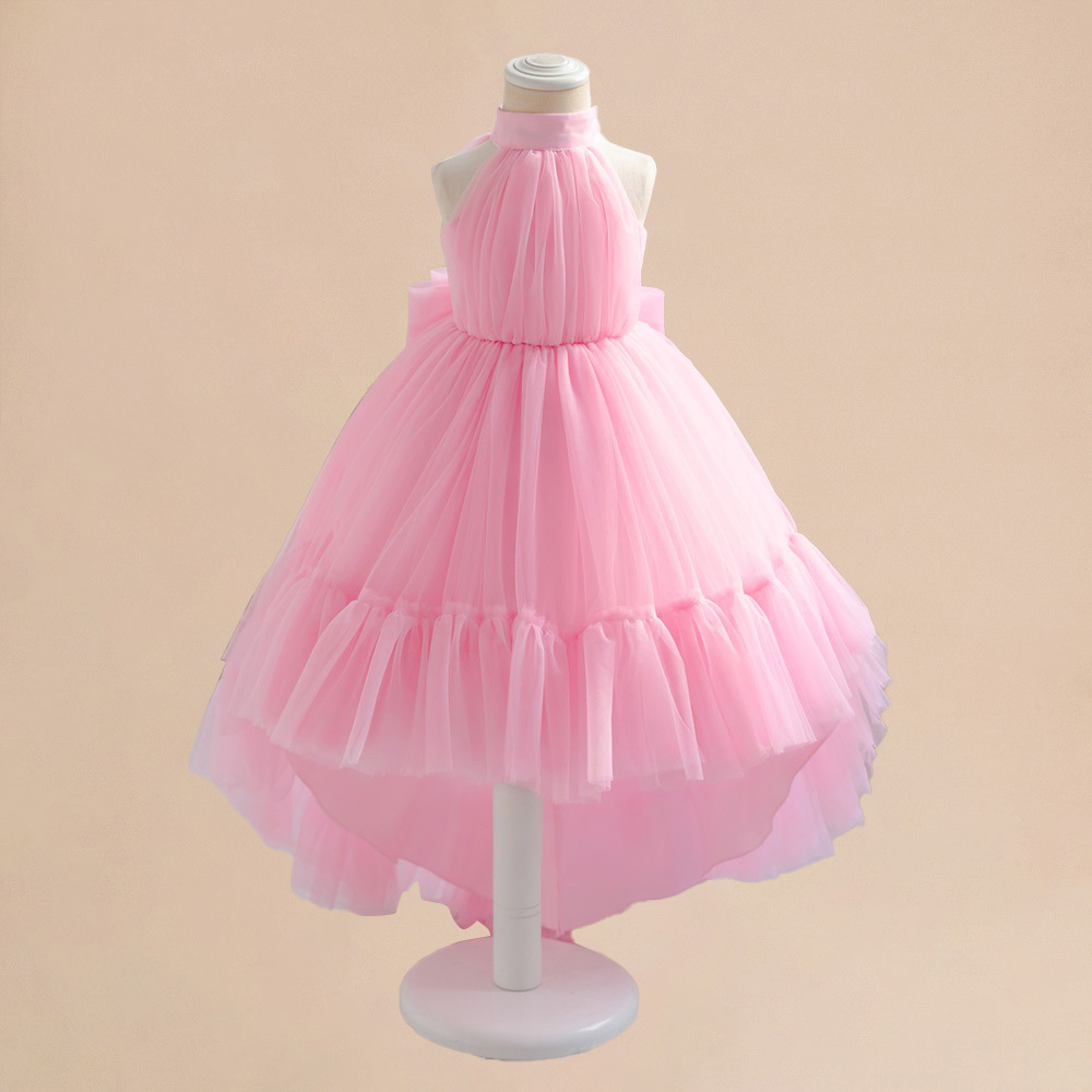 European and American New Product Halter Flower Girl Princess Dress Detachable Tail Evening Dress Girls Wedding Dress Children's Day Performance