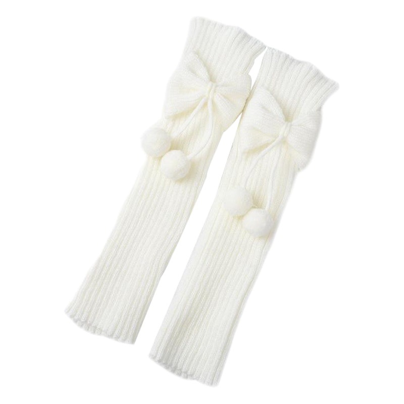 Japanese socks bow ball cute Lolita solid color pile socks jk uniform women's spring and summer wool calf socks