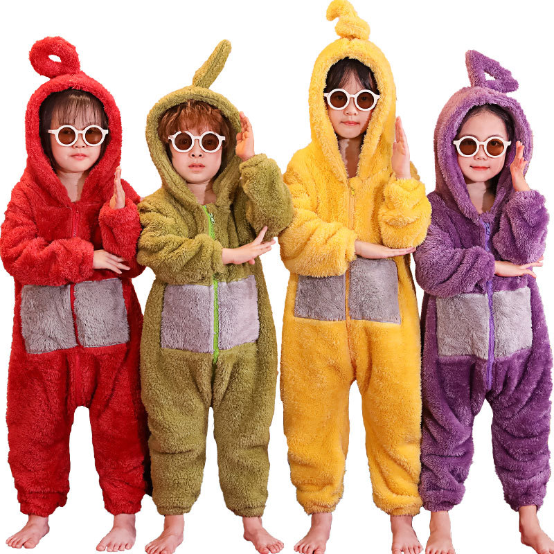 Picture of Autumn and Winter Children's Flannel Pajamas for Boys and Girls Boys' Baby Kick-proof Thickened Coral Fleece One-piece Home Clothes