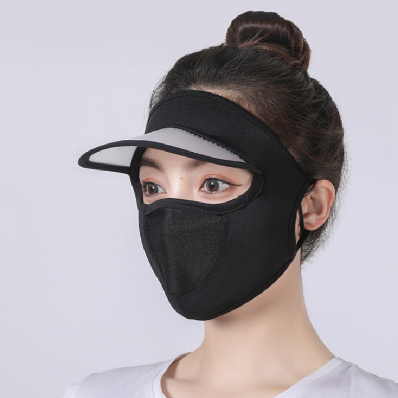 Picture of Summer big sale New Ice Silk thin sunscreen mask with hat brim breathable washable sunshade mask for men and women