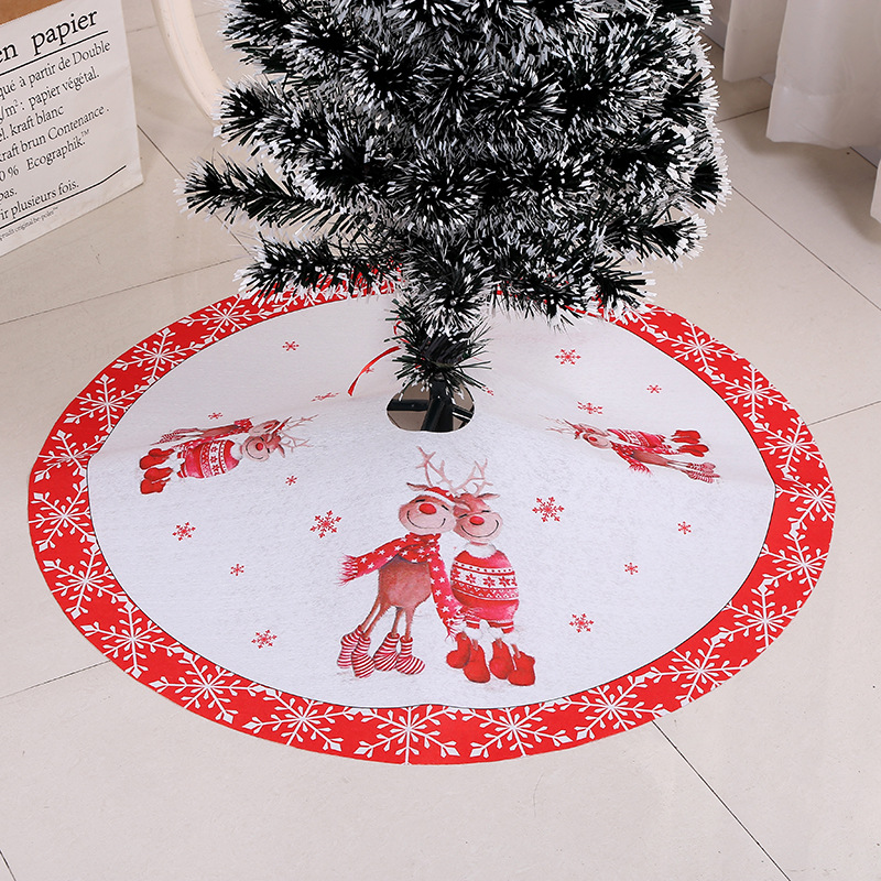 2022 cross-border new Christmas tree tree skirt Christmas decorations printed Christmas tree bottom decoration Christmas tree edge