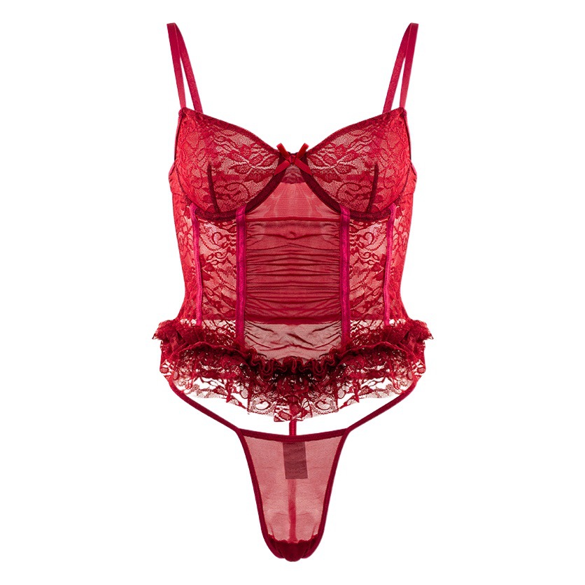 European and American sexy lingerie thin bra low waist thin strap thong lace sexy body shaping two-piece set
