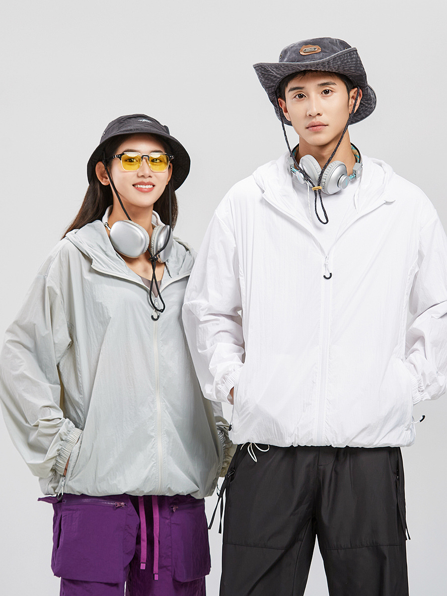 Japanese ultra-thin sun protection clothing women's UV protection summer men's skin clothing breathable sun protection clothing hooded coat