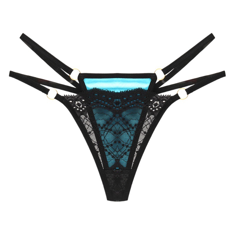 Sexy silky satin lace underwear women's low waist hot sexy thong hollow-out temptation thin strap Japanese t pants