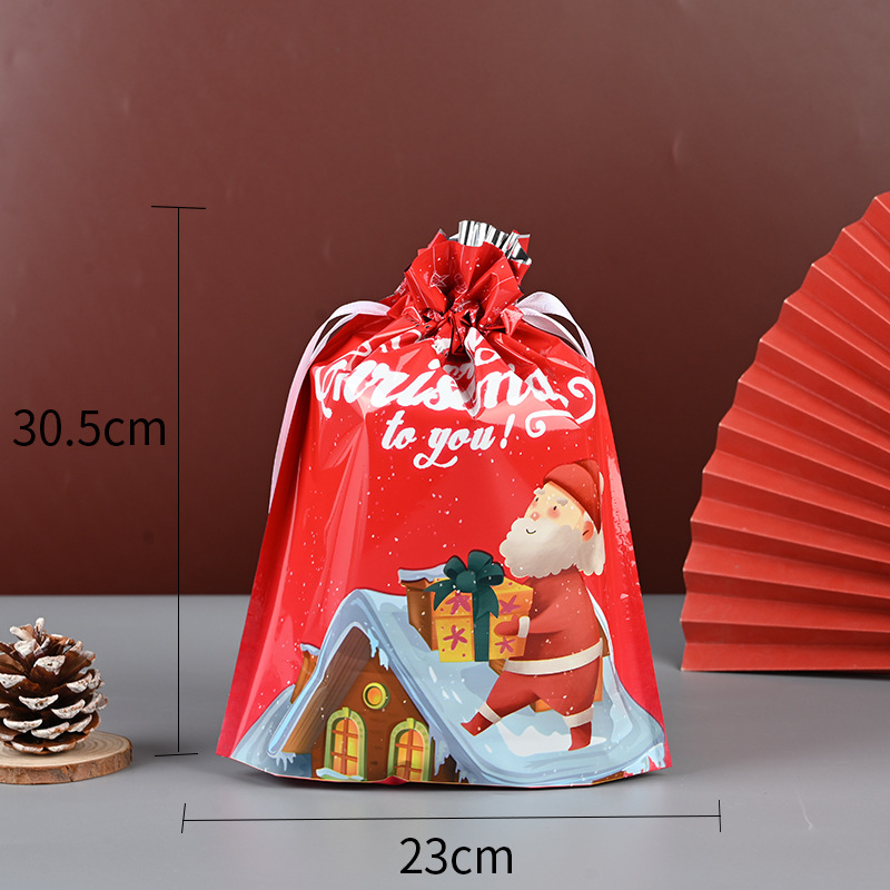 Picture of Cross-border Amazon Christmas Gift Bag Drawstring Bag Christmas Gift Packaging Bag Ping An Fruit Snowflake Crisp Bag
