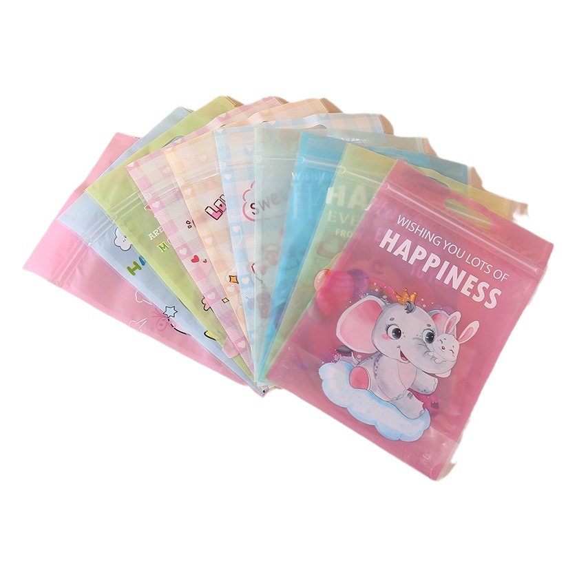 12 Silk Cartoon White Rabbit Printed Translucent Self-sealing Bag Milk Candy Dried Fruit Sealed Packaging Plastic Bag