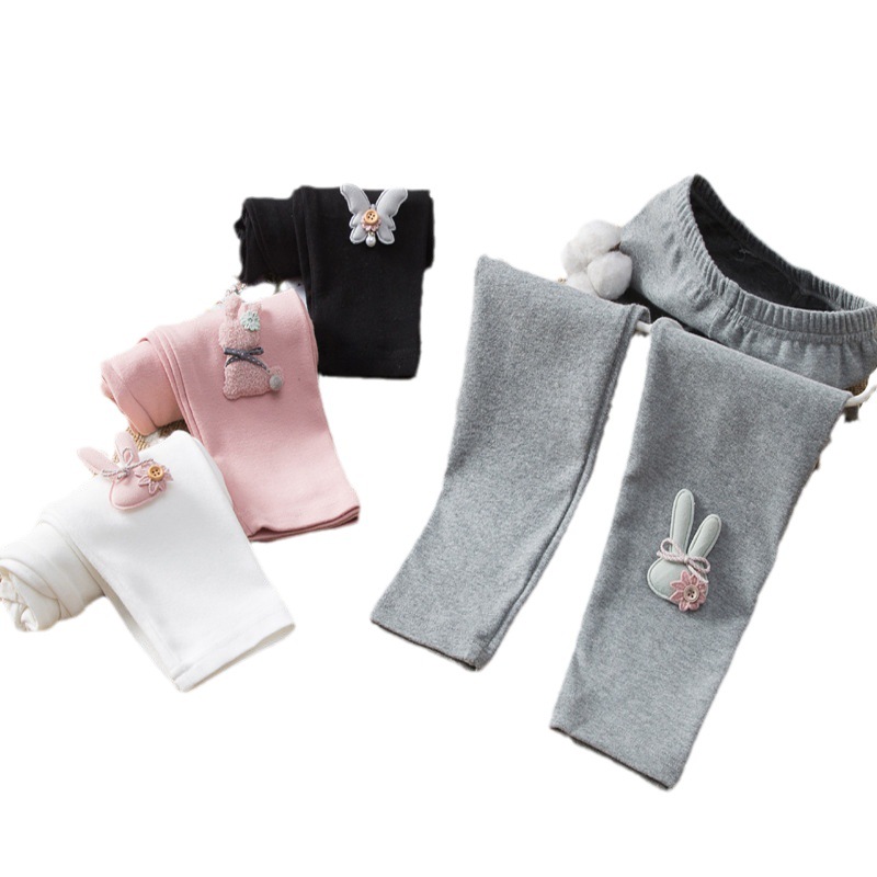 Picture of Wool Stand Girls' Leggings Spring Cartoon Children's Outer Wear Knitted Pants Girls Outer Wear Stretch Pants Solid Color