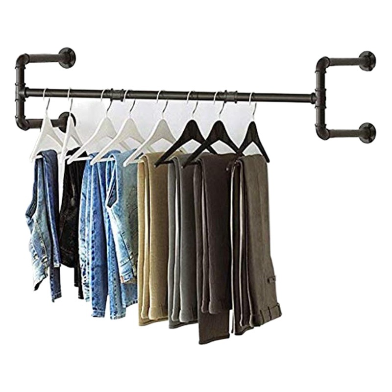 Picture of Industrial Style Metal Wall Hanging Clothes Rack Clothing Store Wrought Iron Coat Rack Clothing Props Old Water Pipe Hanger