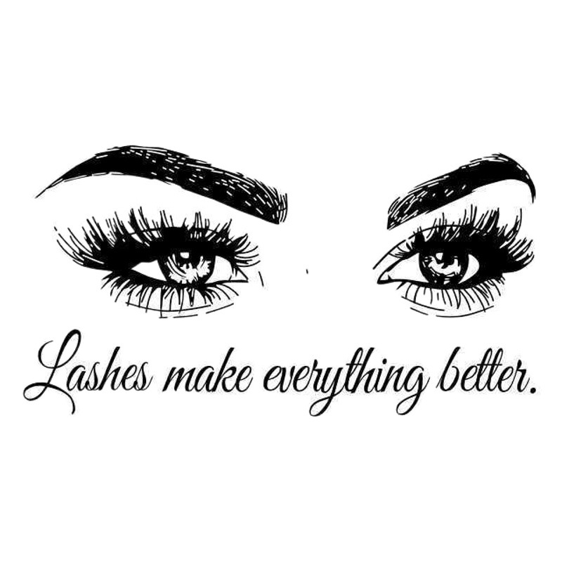 Lashes make everything better a pair of eyes eyebrow pattern English carved wall stickers