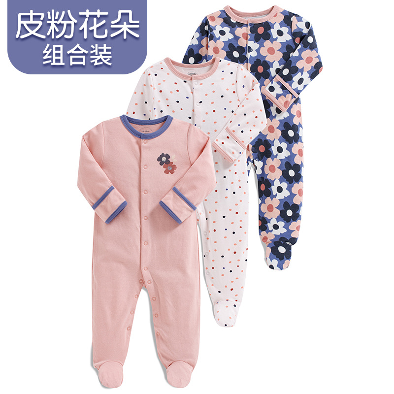 Picture of Baby's jumpsuit spring, summer, autumn and winter 0-12 months newborn's pure cotton Harbin clothes baby's base long crawling clothes
