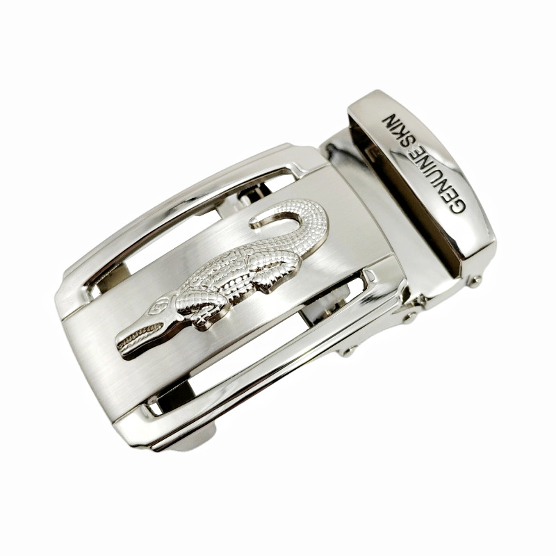 New Belt Buckle Men's Crocodile Leather Belt Toothless Automatic Buckle Holeless Toothless Belt Buckle Belt Buckle 3.8