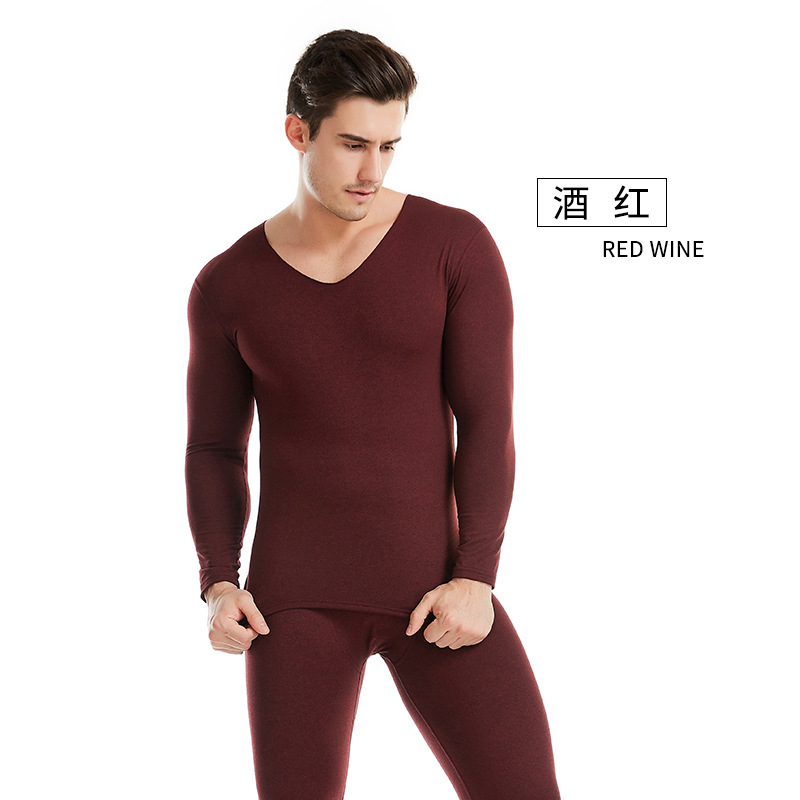 Picture of Cationic Men's Thermal Underwear Slim-Fit V-Neck Autumn Clothes and Pants suit Hot Fiber Men's Thermal Underwear