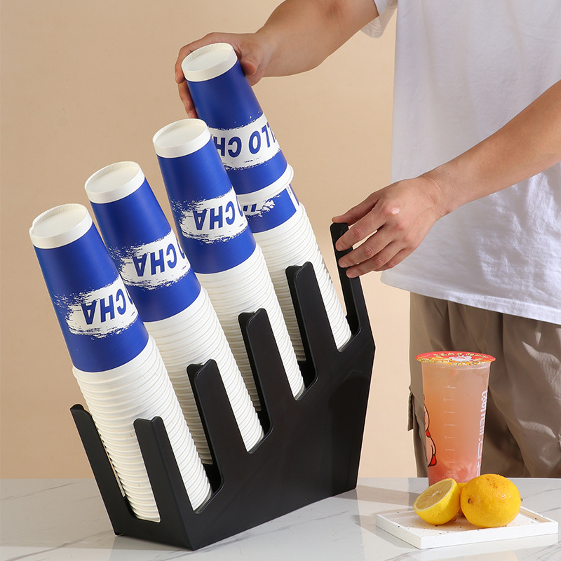 Inclined four-grid injection cup holder disposable coffee paper cup holder milk tea shop cup fetcher bar cup storage rack