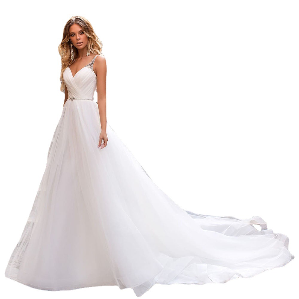 Picture of Cross-border Hot-selling Light Gauze Out-door Gauze Bridesmaid's Dress Small High Waist Trailing Sling Dress Performance Dress Daily Skirt