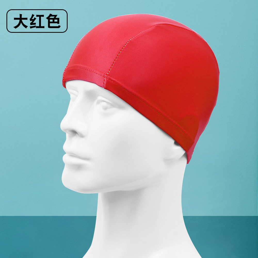 Picture of Adult color solid color swimming cap unisex cloth swimming cap three needle five thread nylon swimming cap manufacturers wholesale