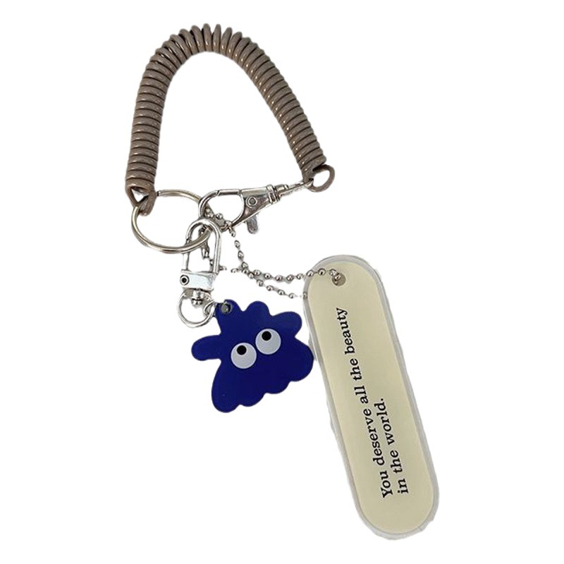 Cute little hair strange acrylic keychain cartoon girl heart schoolbag pendant bag pendant anti-Lost Spring rope wholesale