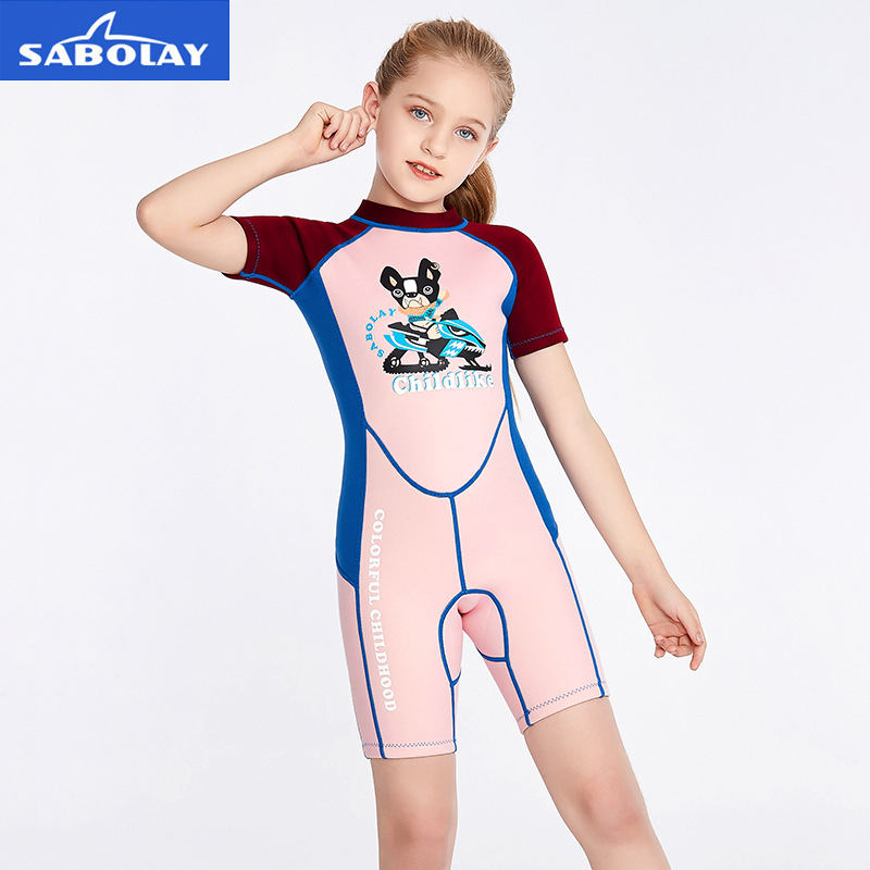 Picture of Autumn and Winter Children's 2MM Thickened Girls' Long Sleeve Swimwear Sunscreen Cartoon Surfing Children's Swimsuit Diving Suit