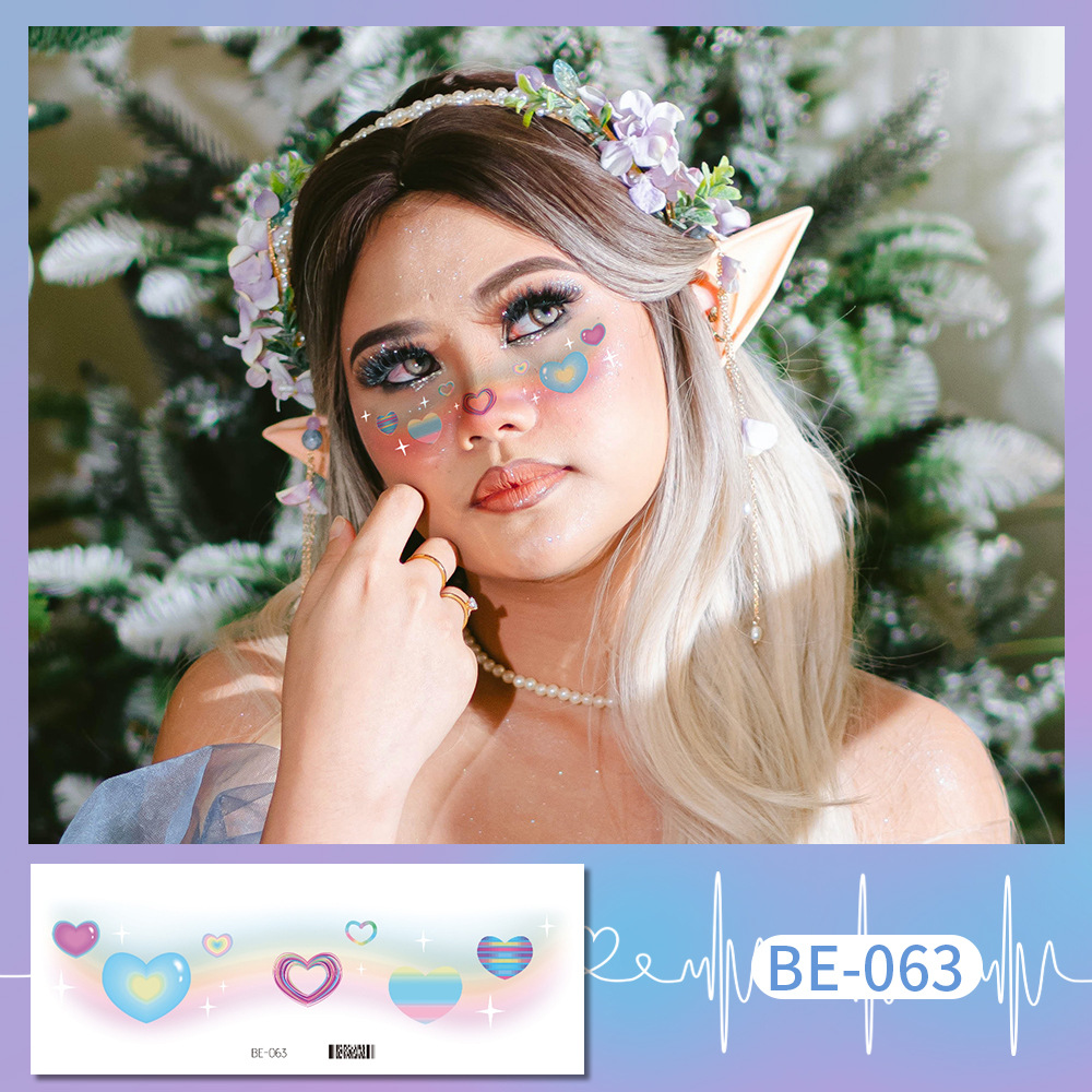 Picture of Ricklon New Cute Sweetheart Girl Makeup Tattoo Face Sticker Christmas Photo Lasting Strawberry Blush Sticker