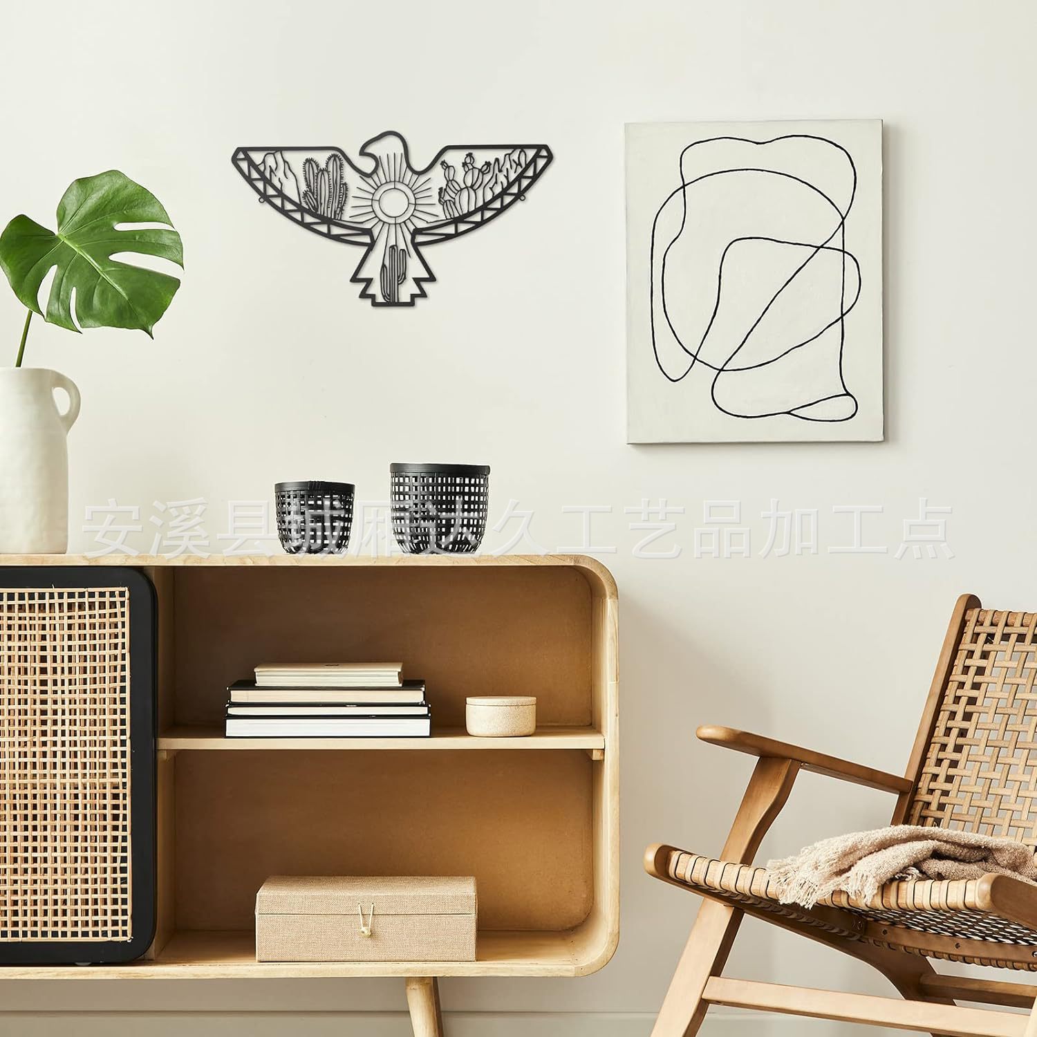 Picture of Southwest Metal Wall Art Metal Wall Art Outdoor Decoration Metal Modern Wall Sculpture Country Farmhouse Wooden House