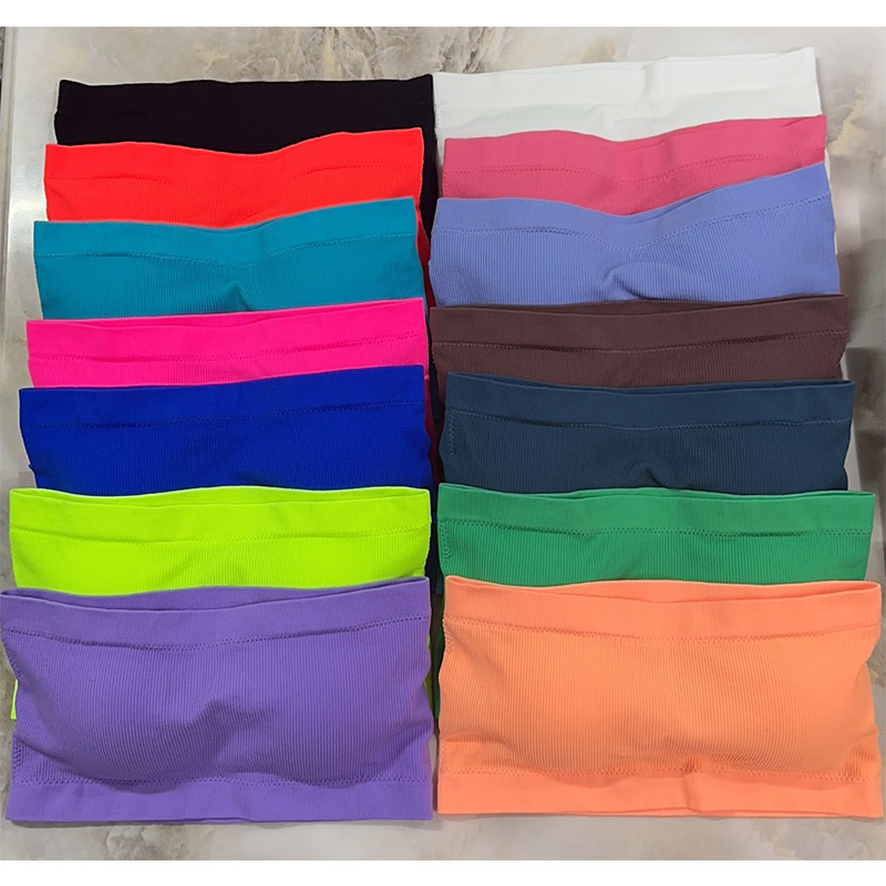 Summer Hot Sale New European and American Women's Chest Wrap Underwear suit with Chest Pad Comfortable Knitted Thread Multicolor Wholesale Women