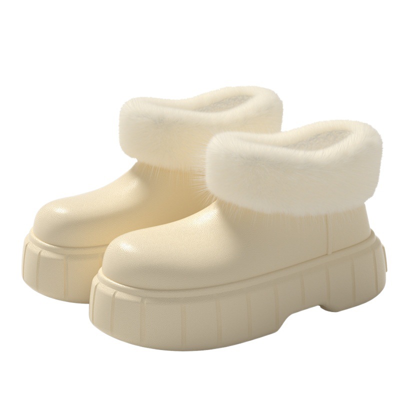 Autumn and Winter All-Inclusive High-Top Woolen Cotton Shoes for Girls Indoor Home Thick-Soled Fleece-Lined Warm Waterproof Outer Cotton Shoes