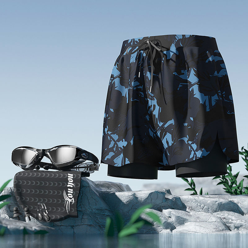 Picture of Men's Swimsuit 2025 New Style Comfortable, Breathable and Fashionable Printed Double-Layer Anti-Embarrassment Slim Quick-Drying Hot Spring Swimsuit