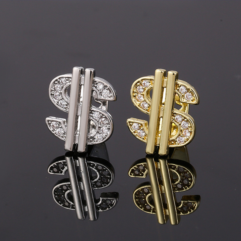 Cross-border HIPHOP golden braces single dollar dollar teeth electroplating hip-hop jewelry braces manufacturers wholesale