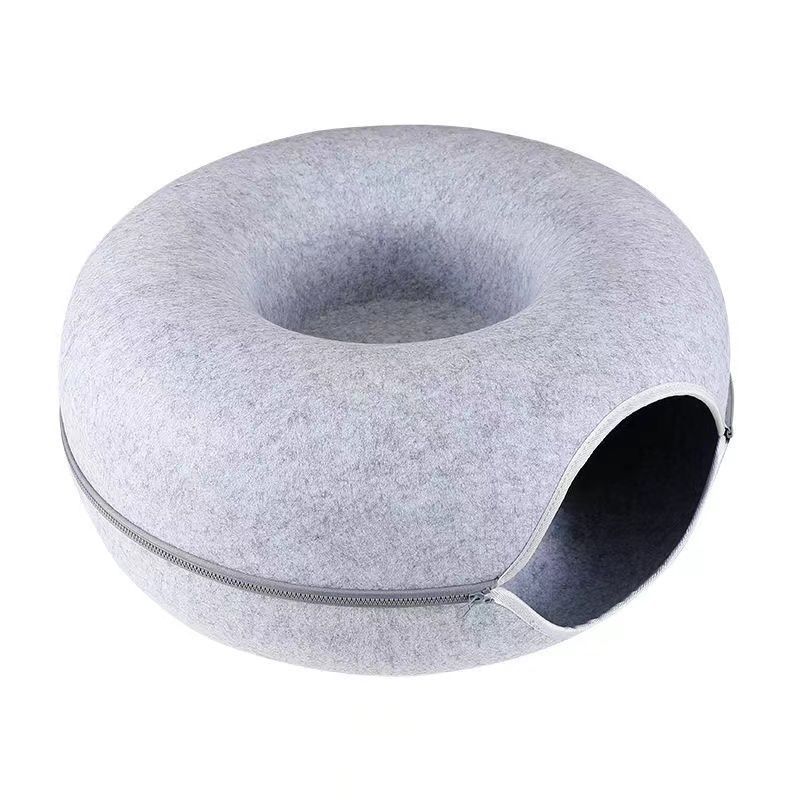 Picture of Double-layer net red donut pet nest four seasons universal detachable play and sleep integrated semi-enclosed felt cat nest