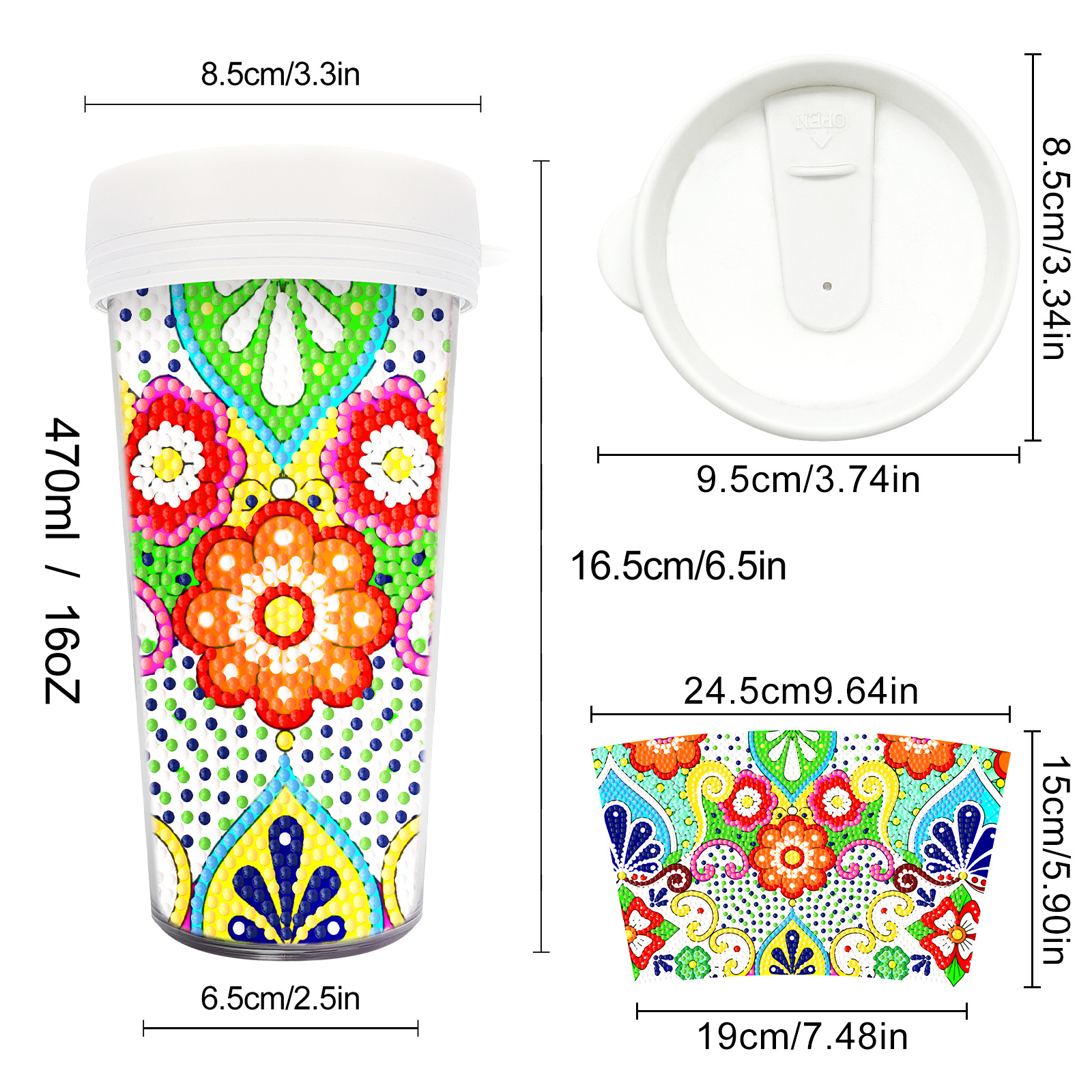 Picture of Diamond Painting Peripherals, New and Unique Cups, Cross-Border Supply, Diamond Stickers, Embroidery, DIY Handmade Full Diamond Creative Decorative Paintings Wholesale
