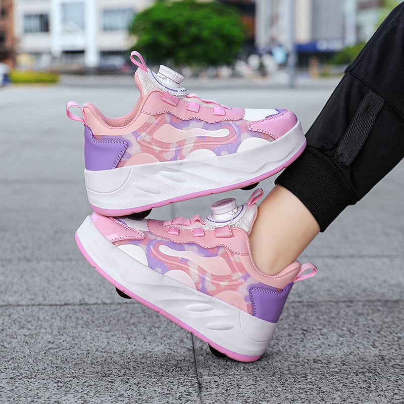 Picture of Cross-border foreign trade heloon shoes for girls roller shoes outdoor sports roller skates charging belt switch luminous shoes double wheel