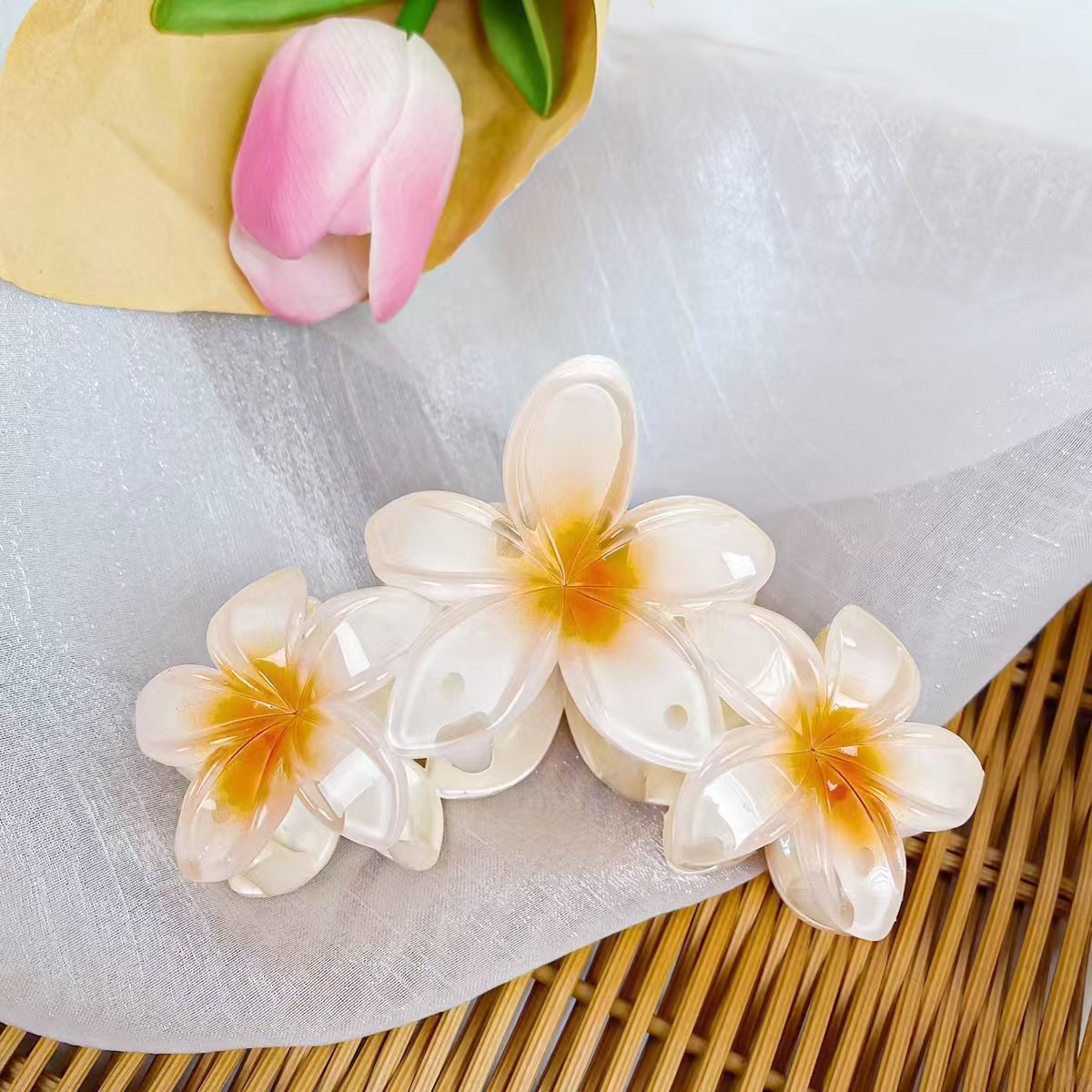 Picture of Cross-border egg flower clip large high-grade gradient Flower hairpin back head updo ponytail shark clip headdress