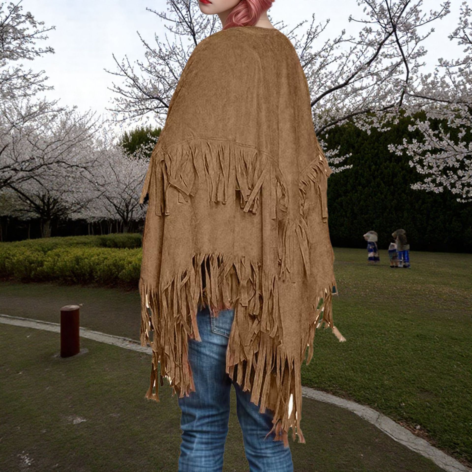 Picture of Cross-Border 2025 New European and American Style Fashionable Large Cape Tassel Cape Vest Loose Large Size Chic Top Export