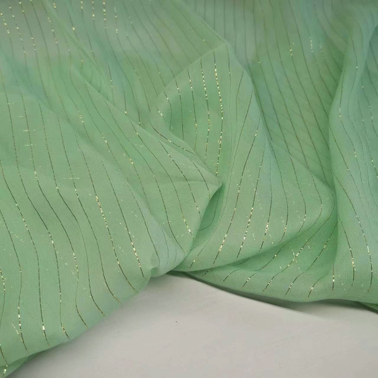 Xindian Welfare Mulberry Silk Joki Silk Fabric Woven Gold Line 8 Mm Water Green 114 Silk Fabric