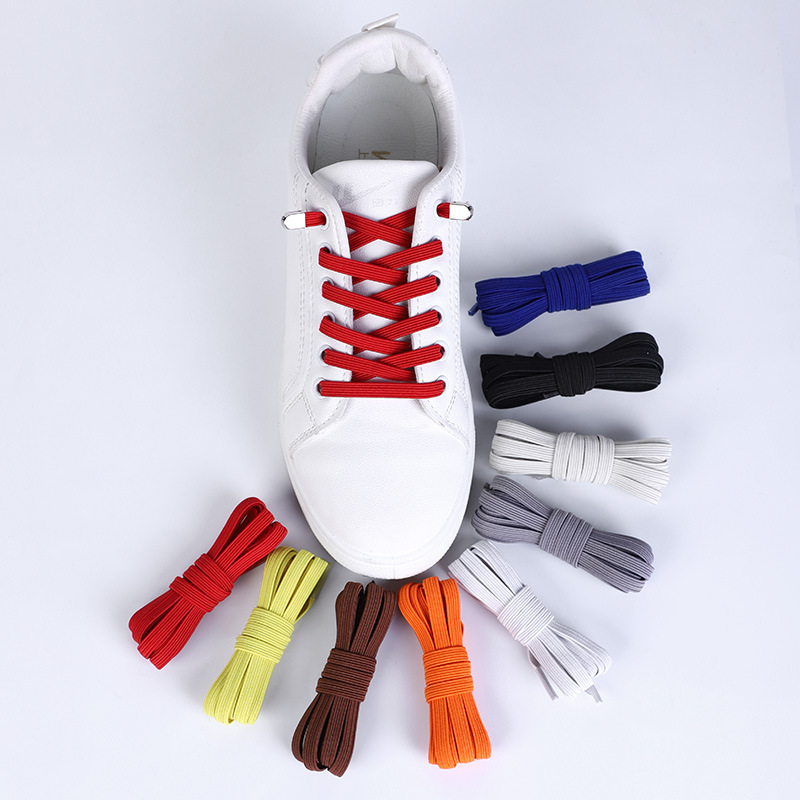 Sports small white shoes black and white color wholesale lazy shoelace buckle metal tie-free elastic children's flat