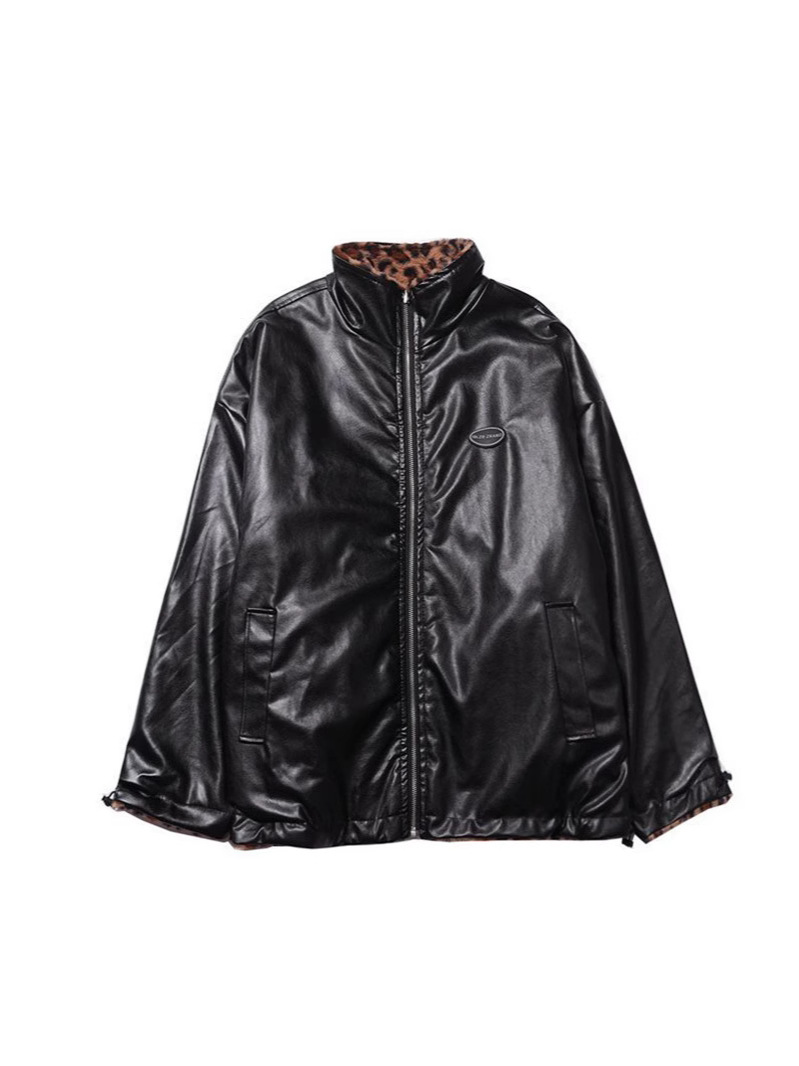 Picture of European and American Style 2025 Autumn and Winter New Women's Clothing Reversible Leopard Print Pu Leather Jacket Thickeneded Warm Plush Jacket Wholesale