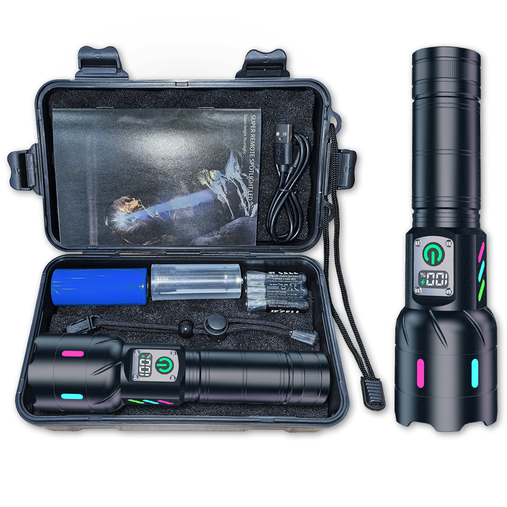 Outdoor Portable Flashlight Strong Light White Laser Ultra-Bright Rechargeable Outdoor Patrol Long-Range Long-Life Multi-Function Flashlight