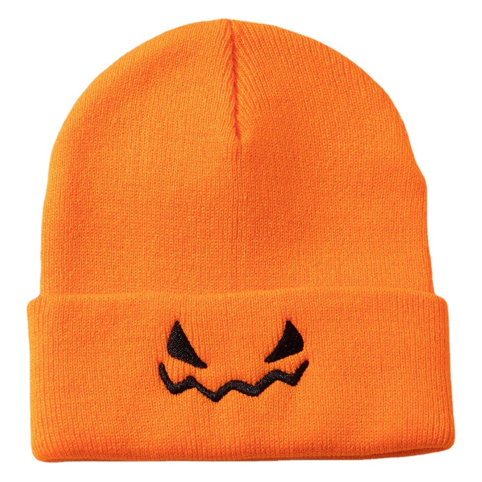 New Halloween Versatile Halloween Pumpkin Expression Knitted Hat Warm and Popular Korean Style Casual Knitted Hat