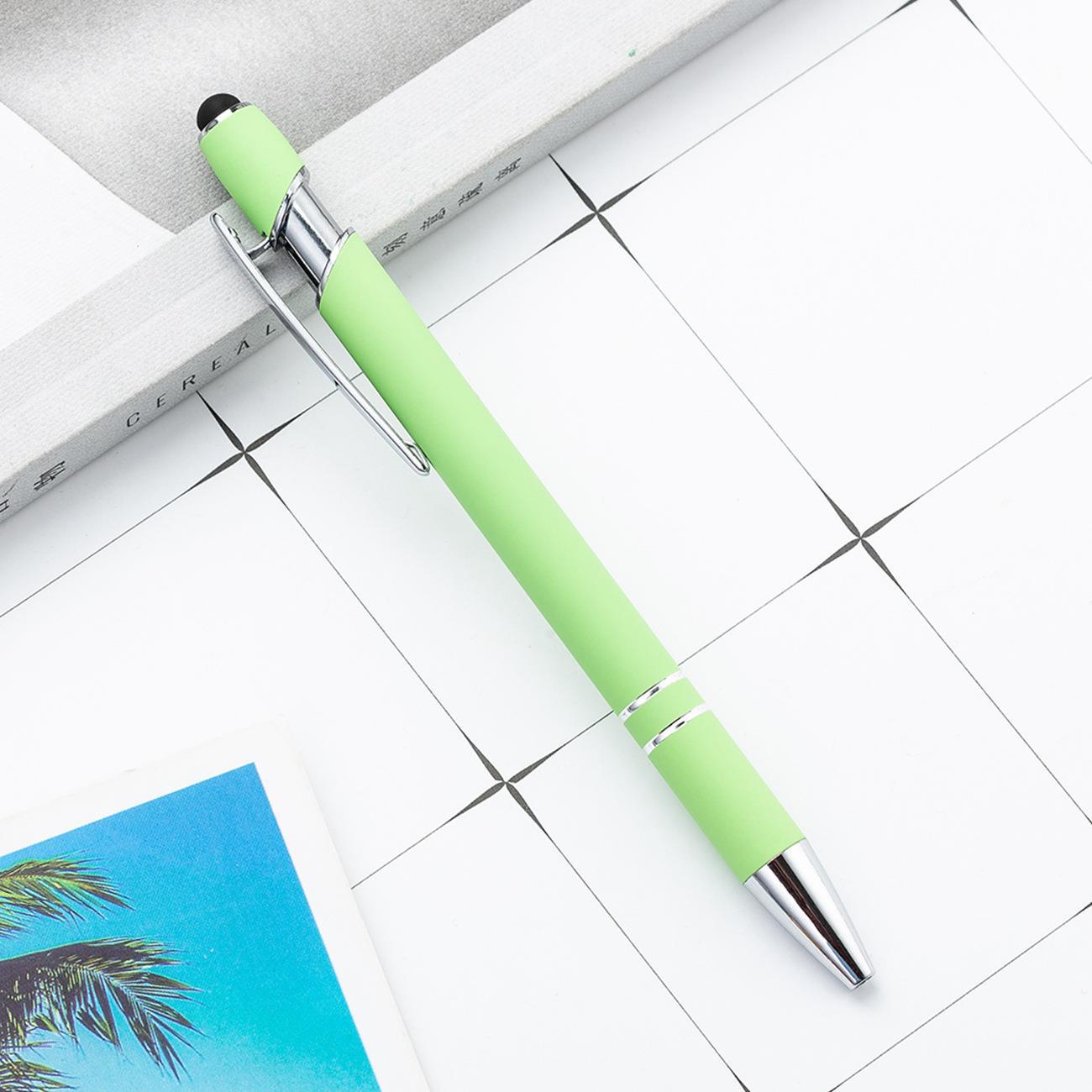 Picture of Spot press pen metal aluminum rod spray glue Press Ball Pen wholesale printable logo aluminum rod touch screen pen