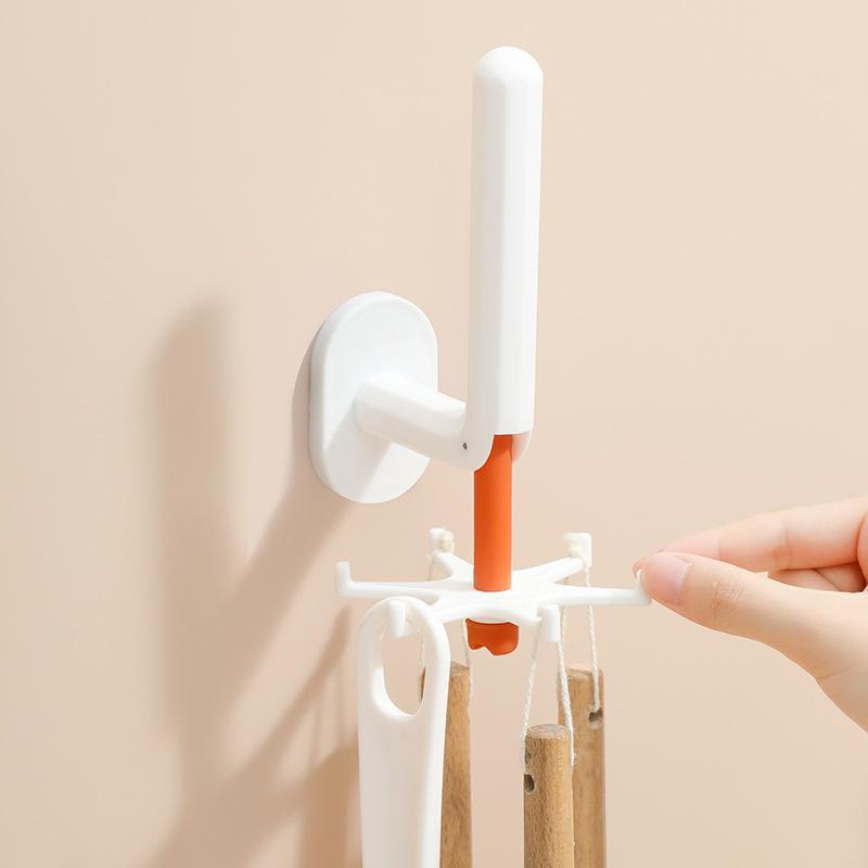 Picture of Nordic Kitchen Hook Punch-free Rotary Hook Multi-functional Lazy Rag Hanger Wall Hanging Six-claw Hook