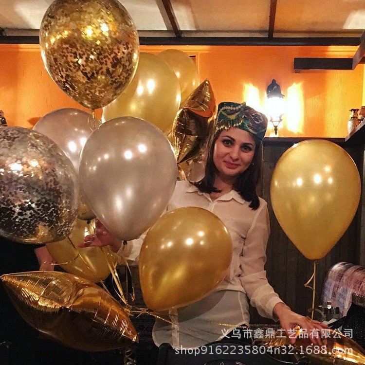 Picture of Cross Border 12 Inch Thickened Rose Gold Black Gold Balloon suit 12 Wedding Birthday Party Decorative Latex Balloon