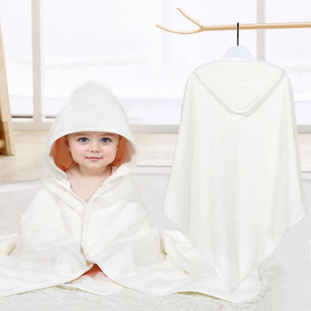 Picture of Baby Cartoon Bag Blanket Coral Fleece Absorbent Children's Bath Towel Embroidered Blanket with Hood Cloak Soft Newborn Blanket