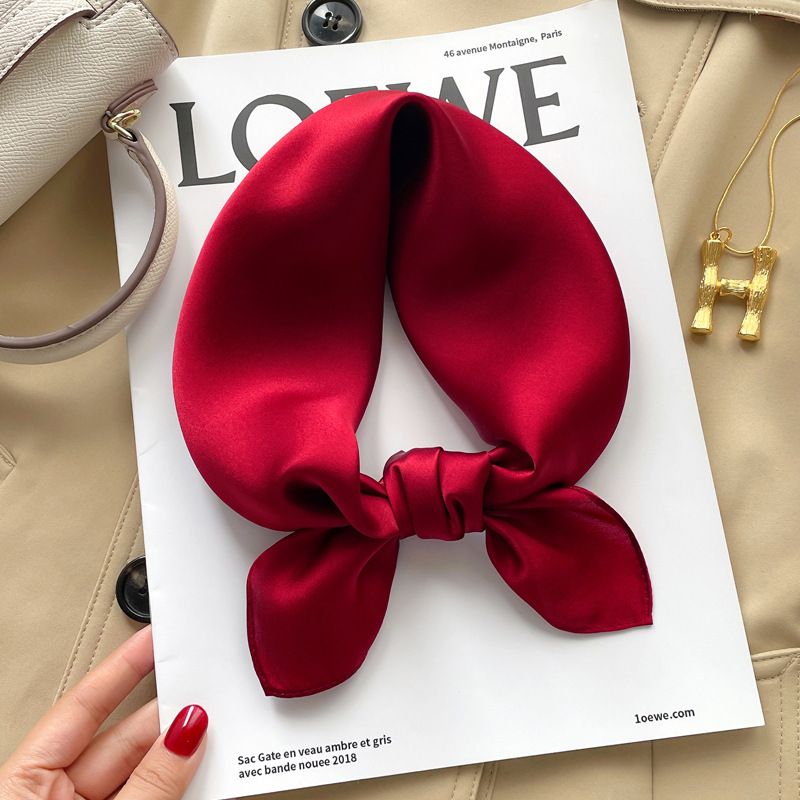 Picture of [Solid color] silk Mulberry silk small square scarf women's versatile spring and autumn scarf with suit wholesale
