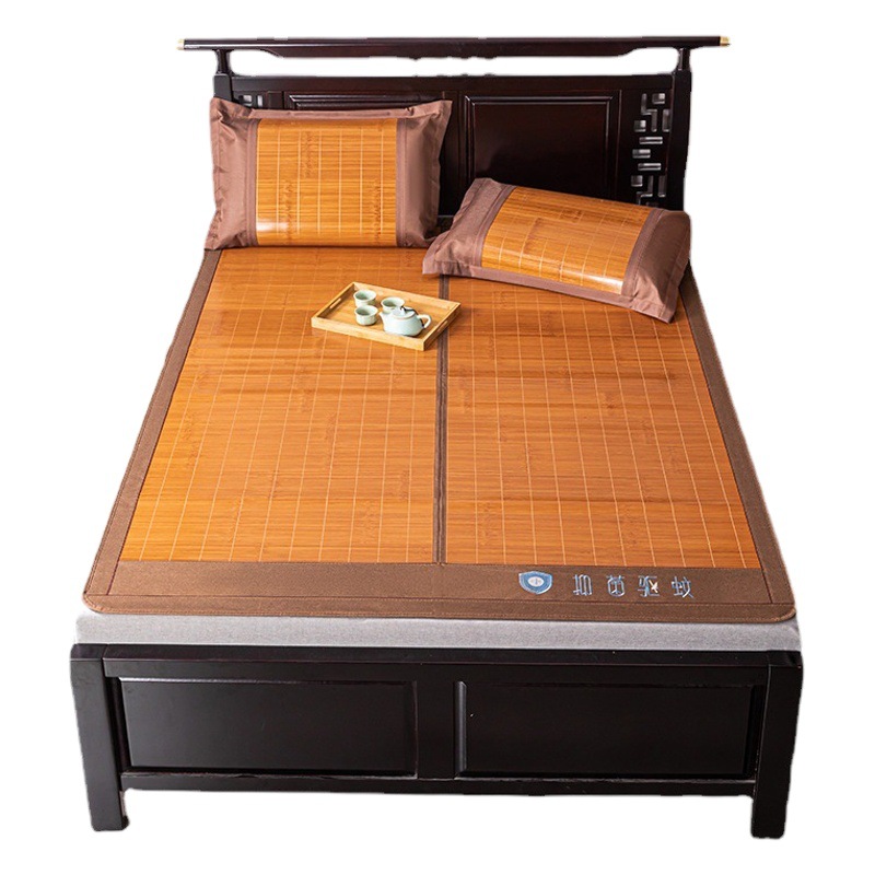 Summer Summer Mat Carbonized Bamboo Mat Double-sided Foldable Bamboo Mat Household Ice Silk Mat Student Dormitory Rattan Mat Grass Mat
