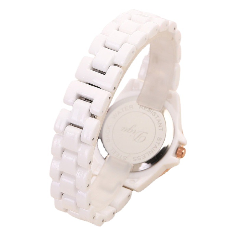 Digital Women's Ceramic Watch Women's White Korean Fashion Quartz Watch Fashion Casual Student Bracelet Watch Waterproof