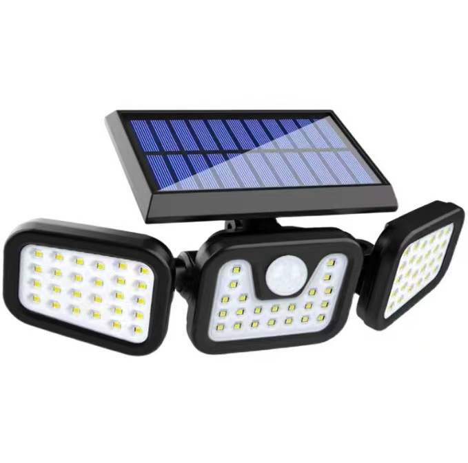 Solar Wall Lamp Four-Head Rotating Outdoor Lighting Waterproof Street Lamp Human Body Sensor Road Garden Lamp Courtyard Street Lamp