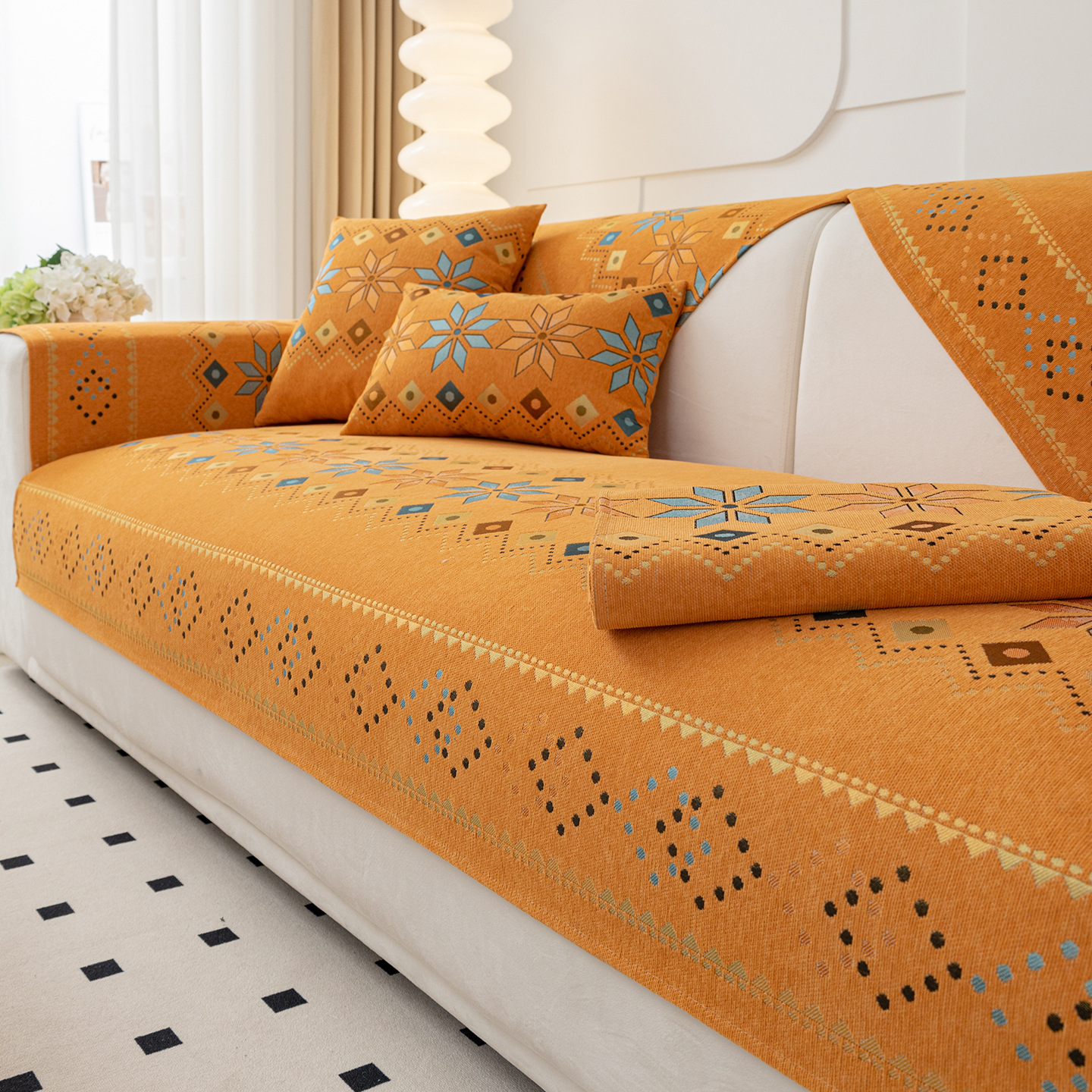 2025 New Chenille Jacquard Sofa Cushion, Bohemian Style, All-Season Universal Non-slip Sofa Cover, Cat Scratch Resistant