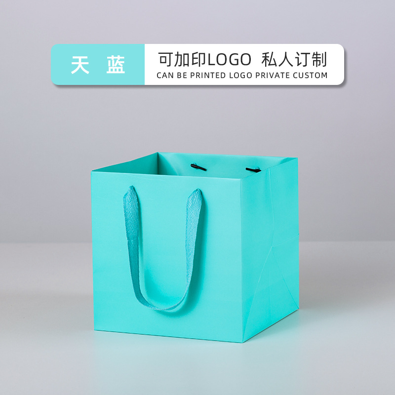 Picture of Flower Tote Bag Square Paper Bag Potted Baking Cake Wedding Candy Gift Bag Paper Bag Wholesale Printable logo