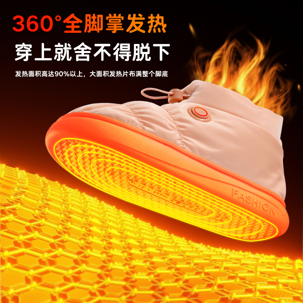 Picture of Foot Warmer Heating Shoes Charging Heating Warm Cotton Shoes Home Office Foot Warmer Removable and Washable Electric Cotton Shoes for Men and Women