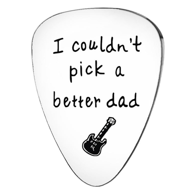 wish hot selling guitar pick accessories DAD stainless steel guitar accessories necklace keychain musical instrument lettering
